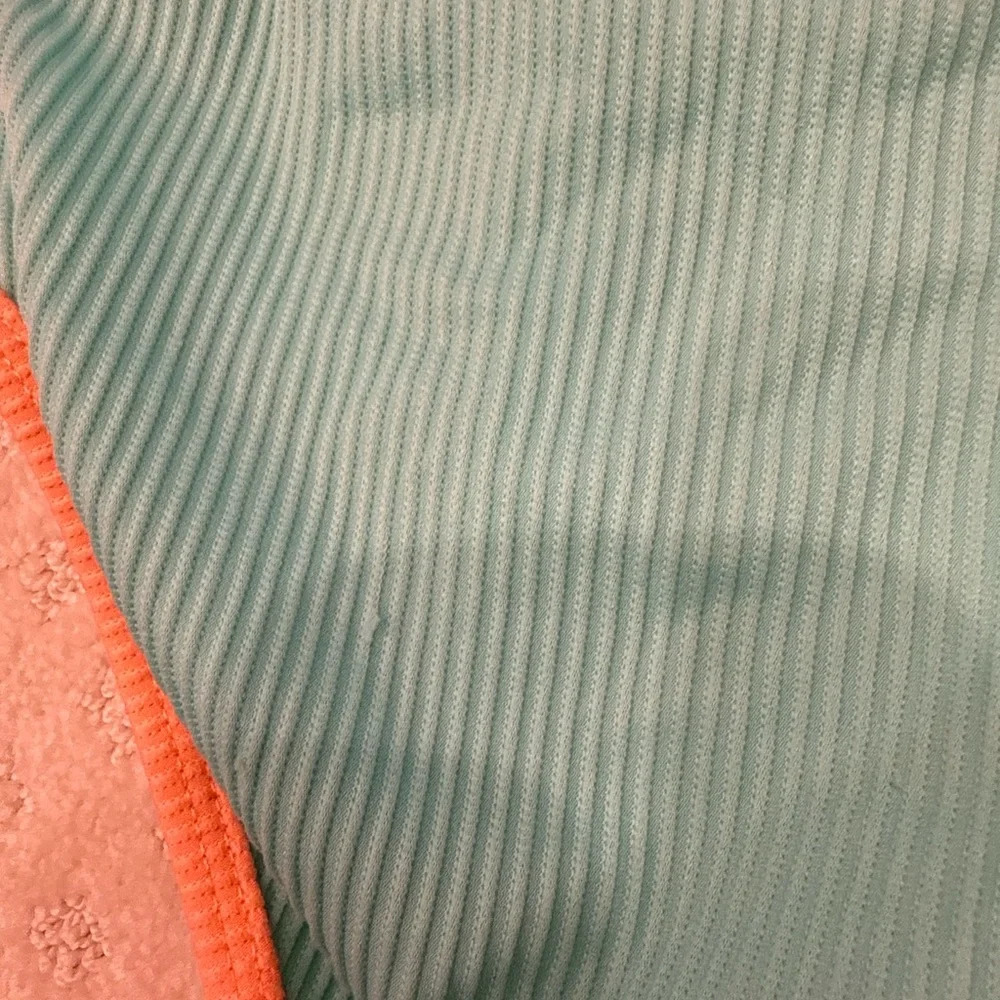Cat & Jack Girls Swimsuit Ribbed Teal Orange Tie Strap One Piece